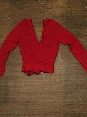 Express Womens Cropped Knit Tie Back Top Red S